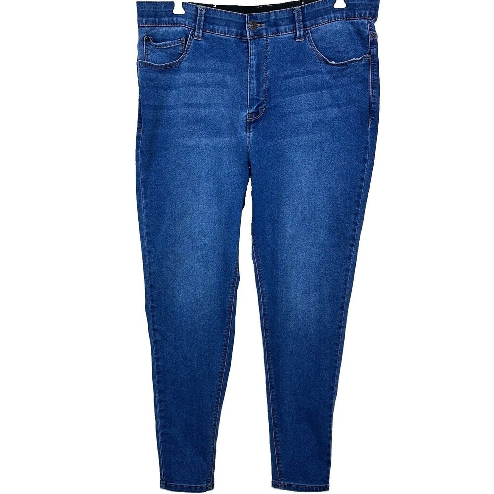 Curve Appeal Jeans Womens 18W Blue High Rise Skinny Comfort Waist 37”x27.5” READ